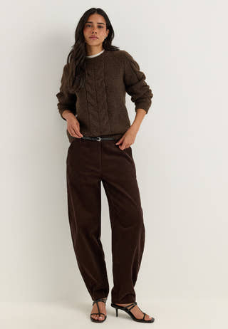 Pcnina Ls O-neck Knit Brown