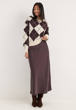 Viellette Hw Midi Skirt Brown