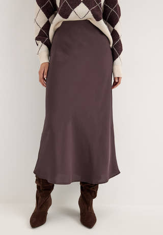 Viellette Hw Midi Skirt Brown