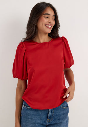 Viellette 2/4 SATIN PUFF TOP Red