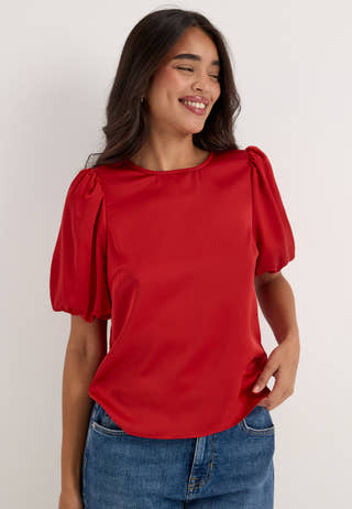 Viellette 2/4 SATIN PUFF TOP Red