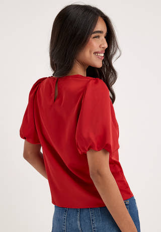 Viellette 2/4 SATIN PUFF TOP Red