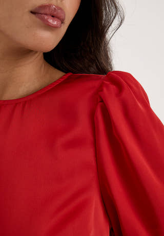 Viellette 2/4 SATIN PUFF TOP Red