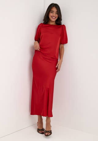 Viellette 2/4 SATIN PUFF TOP Red