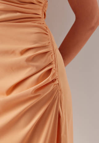 Ruched One Shoulder Midi Dress