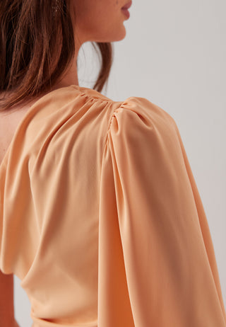 Ruched One Shoulder Midi Dress