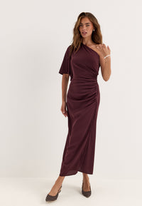 Ruched One Shoulder Midi Dress
