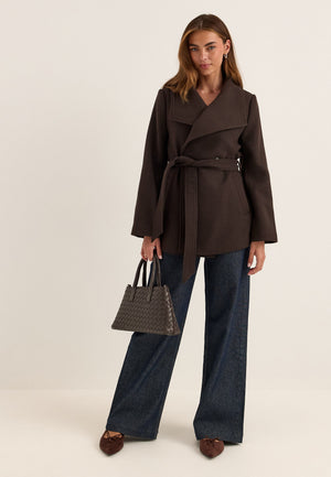 Short Wool Blend Coat White