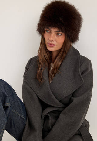 Short Wool Blend Coat Grey