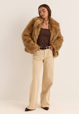 Faux Fur Jacket Brown