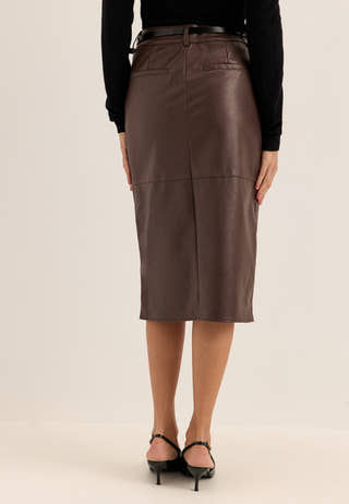 Vidagmar Hw Midi Coated Skirt Brown
