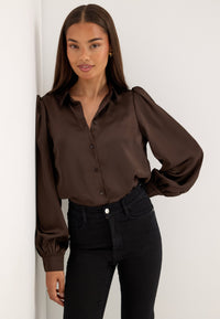 Puff Sleeve Satin Shirt