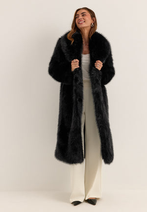 Long Faux Fur Coat Black