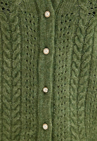 Objflora Re Ls Knit Button Cardigan Green