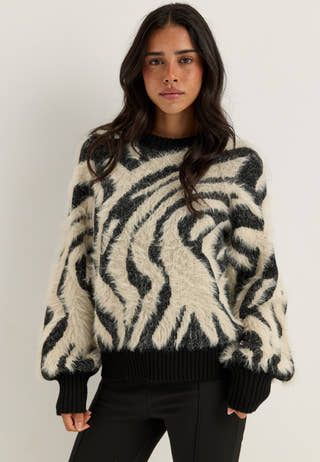 Objhollow L/S RE KNIT PULLOVER Patterned