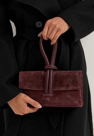 Barletta Small Suede Bag Red