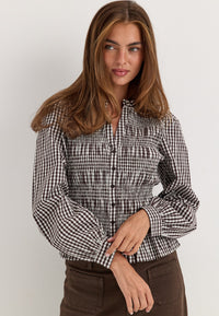V-neck Cotton Smock Blouse