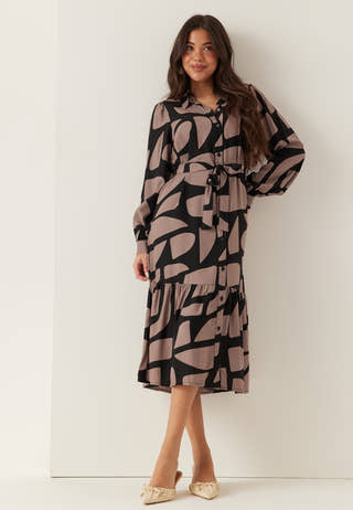 Viscose Flounce Shirt Dress