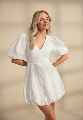 V-neck Bubble Hem Short Dress