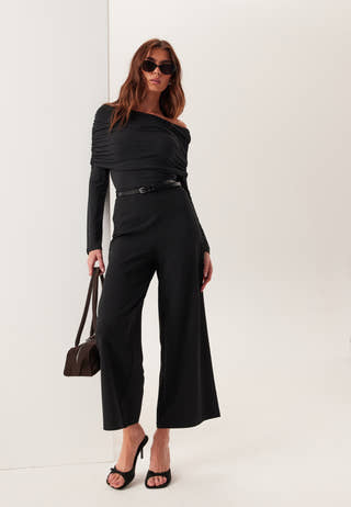 High Wide Cropped Trousers