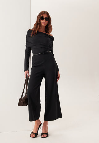 High Wide Cropped Trousers