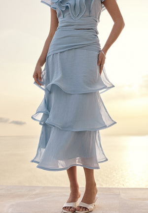 Flounce Sheer Ankle Skirt