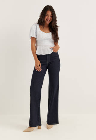 High Straight Leg Jeans Blue