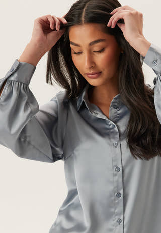 Puff Sleeve Satin Shirt