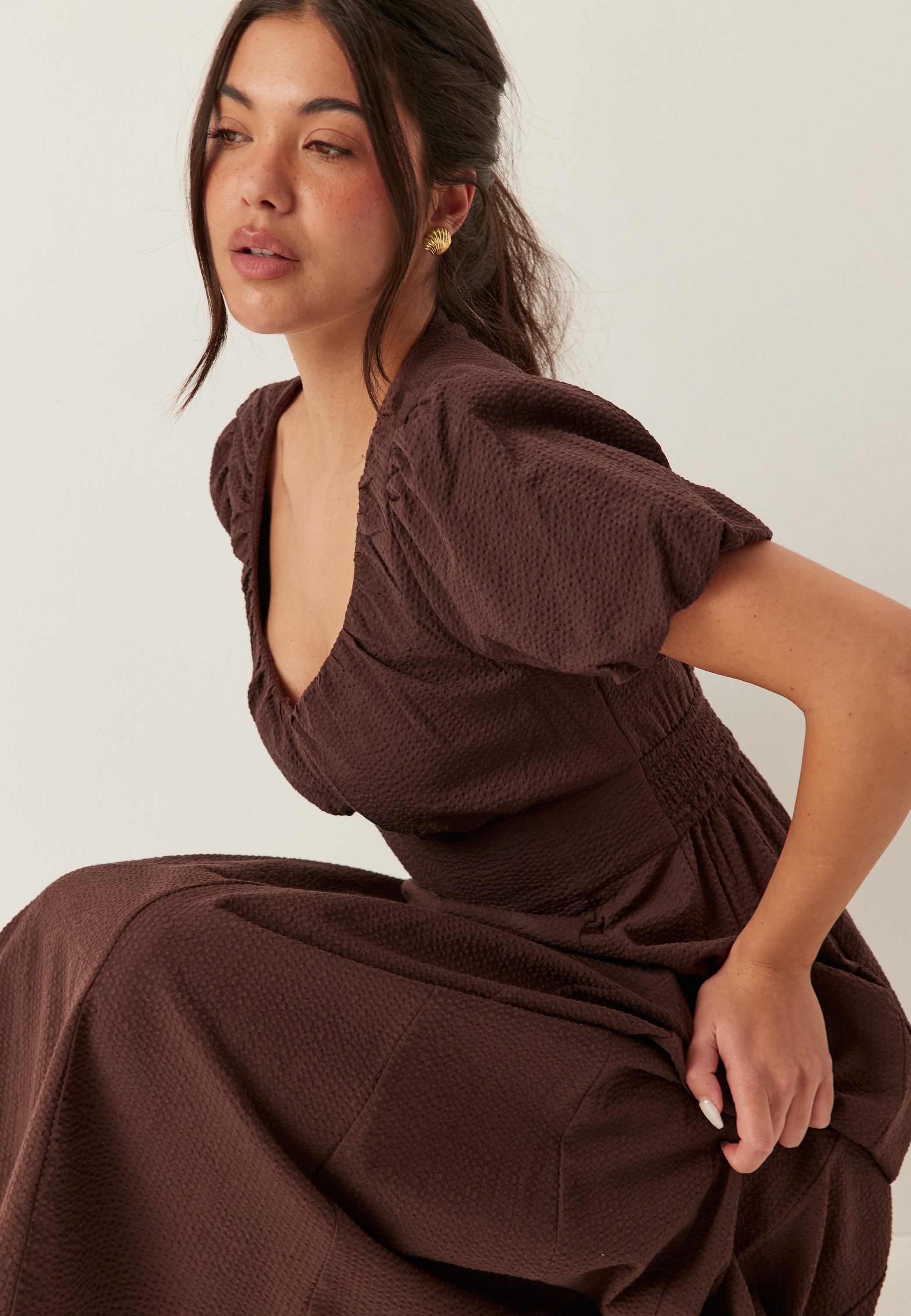 Seersucker Midi Dress