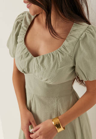 Seersucker Midi Dress