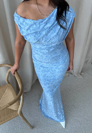 Asymmetric Draped Burnout Maxi Dress