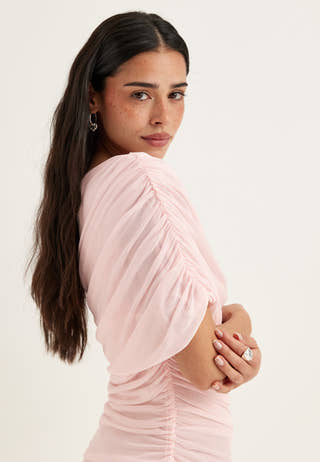 Off Shoulder Mesh Maxi Dress