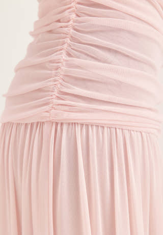 Off Shoulder Mesh Maxi Dress