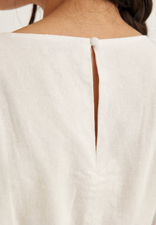 Balloon Sleeve Linen Maxi Dress