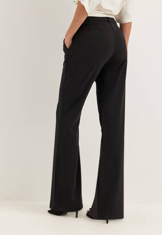 Mid Waist Flared Suit Trousers Black