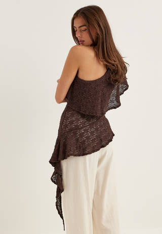 Asymmetric Frill Lace Top