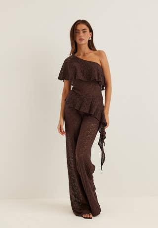 Asymmetric Frill Lace Top