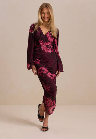 Mesh Wrap Ankle Dress