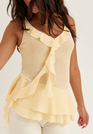Sleeveless Flounce Top