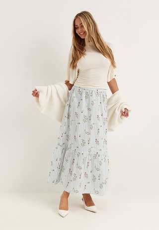 Flounce Detail Cotton Skirt