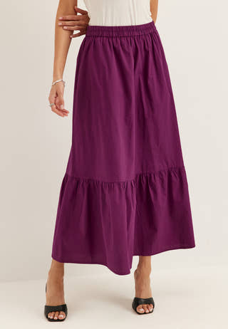 Flounce Detail Cotton Skirt