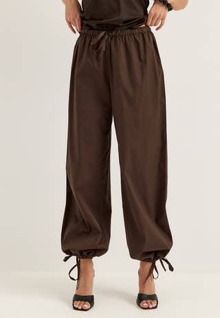 Tie Detail Cotton Trousers