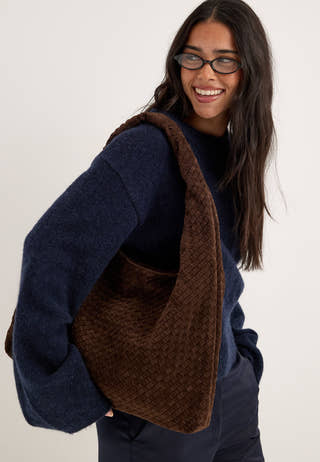 Large Braided Bag Brown