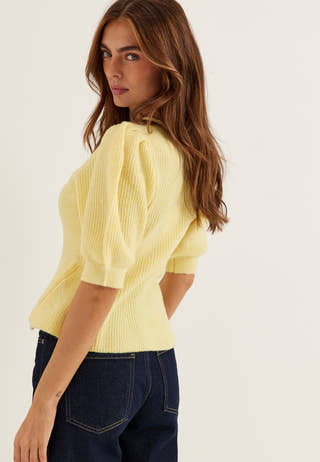 Pcsilly Ss Puff Knit Cardigan