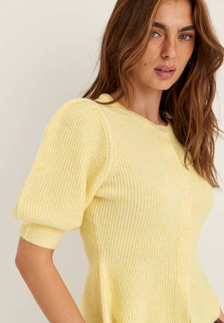 Pcsilly Ss Puff Knit Cardigan