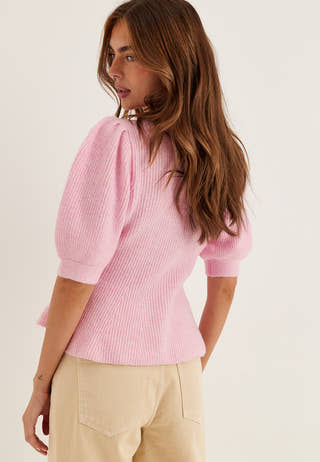 Pcsilly Ss Puff Knit Cardigan