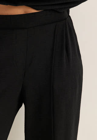 Crepe Front Seam Trousers Black
