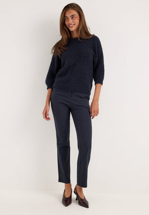 High Waist Stretchy Front Pocket Trousers Blue