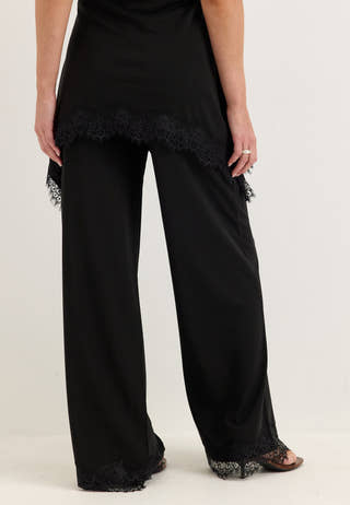 Lace Detail Trousers Black