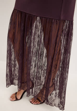 Combined Lace Maxi Dress Purple